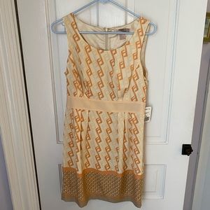 Ivory and peach patterned dress